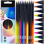 KREDKI OŁÓWKOWE TRÓJKĄTNE 10 KOLORÓW CZARNE DREWNO HOLO MANIA ASTRA PEN