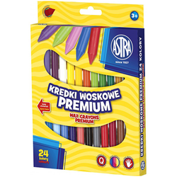 KREDKI WOSKOWE PREMIUM ŚWIECOWE SZKOLNE 24 KOLORY INTENSYWNE ŻYWE ASTRA
