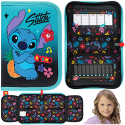 PIÓRNIK SZKOLNY DWUKLAPKOWY ROZKŁADANY ST.MAJEWSKI MIĘTOWY DISNEY STITCH