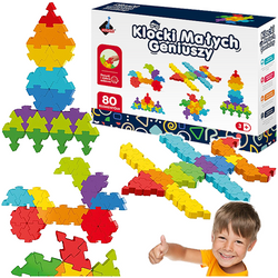 KLOCKI MAŁYCH GENIUSZY EDUKACYJNE KOLOROWE PUZZLE UKŁADANKA 80 EL. ASKATO