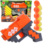 PISTOLET WYRZUTNIA PIANKOWE NABOJE Z PRZYSSAWKĄ PIXEL GUN POMARAŃCZOWY