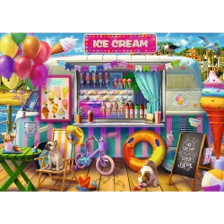 PUZZLE 2x500 ELEMENTÓW WAKACYJNY CZAS PLAŻA LODY PSY UKŁADANKA 37533 TREFL