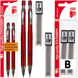 DŁUGOPIS OŁÓWEK AUTOMATYCZNY 2w1 ICO GOLF 0.5mm HB CZERWONY + 24 GRAFITY B