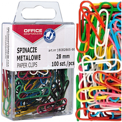 SPINACZE BIUROWE OKRĄGŁE OFFICE PRODUCTS 28mm POWLEKANE KOLOROWE - 5 op.