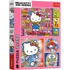 PUZZLE HELLO KITTY I PRZYJACIELE 2x200 ELEMENTÓW KOTEK UKŁADANKATREFL 13336