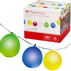 KOLOROWE BALONY DEKORACYJNE LAMPKI LED 10 SZTUK 4M