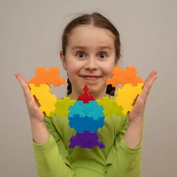 KLOCKI MAŁYCH GENIUSZY EDUKACYJNE KOLOROWE PUZZLE UKŁADANKA 80 EL. ASKATO