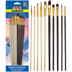 PĘDZEL ARTYSTYCZNY 10 sztuk PŁASKIE OKRĄGŁE DREWNIANY UCHWYT FLAMINGO