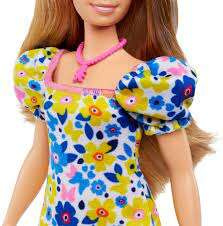 LALKA BARBIE FASHION Z ZESPOŁEM DOWNA SUKIENKA W KWIATKI BLOND WŁOSY 30 cm