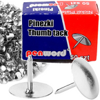 PINEZKI SREBRNE METALOWE KLASYCZNE DO PRZYPINANIA 50 sztuk PENWORD