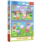 PUZZLE 2x24 ŚWINKA PEPPA NA PLACU ZABAW UKŁADANKA 34435 TREFL