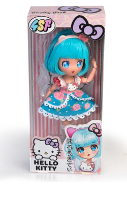 LALKA PRETTY PINK HELLO KITTY MANGA MODA JAPOŃSKA PRZEGUBOWA TURKUSOWA