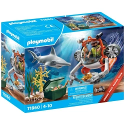 PLAYMOBIL POSZUKIWANIA SKARBU ŁODZIĄ PODWODNĄ REKIN BATYSKAF FIGURKI 71860