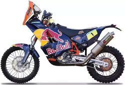 MOTOCYKL KTM 450 RALLY RED BULL DAKAR MODEL METALOWY BBURAGO 1/18