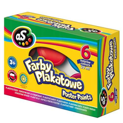 FARBY PLAKATOWE 6 INTENSYWNYCH KOLORÓW x 20 ml ASTRA AS SZKOLNE