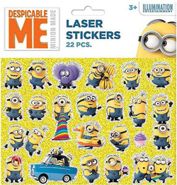 NAKLEJKI NALEPKI BŁYSZCZĄCE LASEROWE MINIONKI 22EL