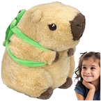 KAPIBARA PLUSZAK MASKOTKA PRZYTULANKA Z PLECAKIEM ŻÓŁWIEM 22 cm BEŻOWA