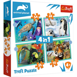 PUZZLE 4W1 TAJEMNICZY ŚWIAT ZWIERZĄT - TREFL