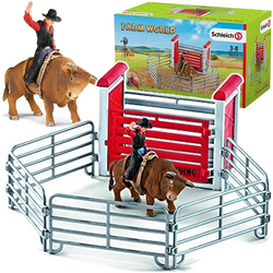 SCHLEICH FARM WORLD KOWBOJ UJEŻDŻAJĄCY BYKA ZAGRODA RODEO FIGURKI 41419