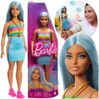 LALKA BARBIE FASHION TĘCZOWO-NIEBIESKI KOMPLET DŁUGIE NIEBIESKIE WŁOSY 30cm