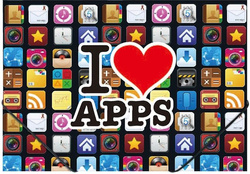 TECZKA NA GUMKĘ A4 TWORZYWO PP APPS IKONKI 