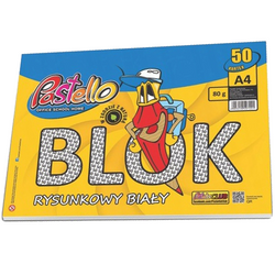 BLOK RYSUNKOWY A4 BIAŁY 50 KARTEK 80g SZKOLNY NA PLASTYKĘ PASTELLO