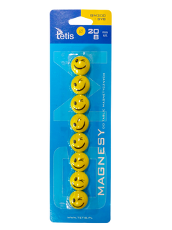 MAGNESY EMOTIKONY BUŹKI DO TABLIC ŻÓŁTE OCZKO  20mm 8SZT TETIS