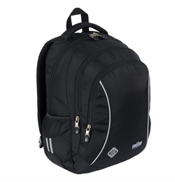 PLECAK SZKOLNY TRZYKOMOROWY LEKKI ST.RIGHT BP-77 CZARNY VINTAGE + NAKLEJKI