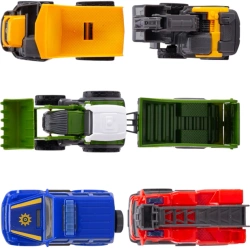 ZESTAW POJAZDÓW KOPARKA WYWROTKA TRAKTOR Z PRZYCZEPĄ STRAŻ DICKIE TOYS