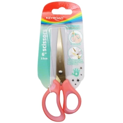 NOŻYCZKI SZKOLNE METALLIC POWŁOKA TYTANOWA ZAOKRĄGLONE 15.5cm KEYROAD