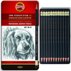 OŁÓWKI GRAFITOWE KOH-I-NOOR ART 8B-2H W METALOWYM ETUI 12 sztuk