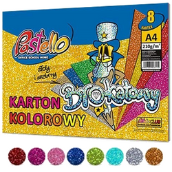BLOK KOLOROWY KARTON BROKATOWY A4 8 ARKUSZY ZŁOTY SREBRNY PASTELLO