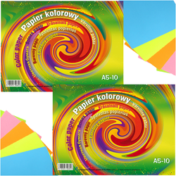 ZESZYT PAPIERÓW KOLOROWYCH Z POŁYSKIEM KRESKA FORMAT A5 10  kartek - 2 szt.