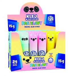 KLEJ W SZTYFCIE ASTRA SZKOLNY 15g PASTELOWE ZWIERZĄTKA MOCNY - 24 szt.