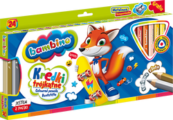 KREDKI BAMBINO GRUBE JUMBO TRÓJKĄTNE W DREWNIE 24 KOLORY TEMPERÓWKA