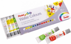 FARBY AKWARELOWE W TUBKACH 15 INTENSYWNYCH KOLORÓW PENTEL