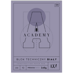 BLOK TECHNICZNY BIAŁY A4 GRUBY 10K 240g ACADEMY PREMIUM INTERDRUK - 3 szt.