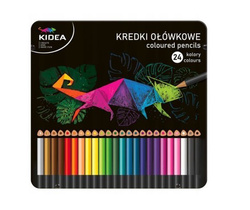 KREDKI OŁÓWKOWE W METALOWYM PUDEŁKU 24 KOL KIDEA