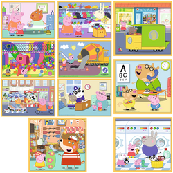 PUZZLE 10w1 ŚWINKA PEPPA POZNAJ ŚWINKĘ PEPPĘ 10 UKŁADANEK 329EL TREFL 90383