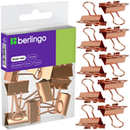 KLIPSY BIUROWE DO PAPIERU NA DOKUMENTY RÓŻOWE ZŁOTO 10 SZTUK 19 mm BERLINGO