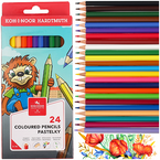 KREDKI OŁÓWKOWE HEKSAGONALNE KOH-I-NOOR 24 KOLORY SZKOLNE WYTRZYMAŁE