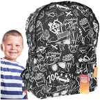 PLECAK SZKOLNY MŁODZIEŻOWY EMOJI EMOTKI BUŹKI GRAFFITI CZARNY LEKKI