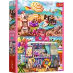 PUZZLE 2x500 ELEMENTÓW WAKACYJNY CZAS PLAŻA LODY PSY UKŁADANKA 37533 TREFL