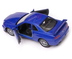 NISSAN SKYLINE GT-R R34 NIEBIESKI METALOWY SAMOCHÓD KOLEKCJONERSKI WELLY