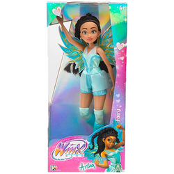 LALKA WINX CLUB FAIRY WRÓŻKA AISHA ZE SKRZYDŁAMI NIEBIESKA SUKIENKA 26 cm 
