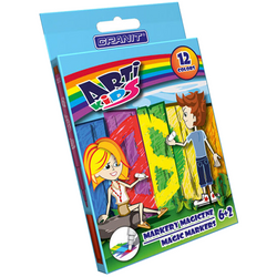 FLAMASTRY MARKERY MAGICZNE MAZAKI PISAKI GRANIT ARTI KIDS 12 KOLORÓW