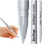 DŁUGOPIS ŻELOWY ZE SKUWKĄ 0.8mm BRILLIANT METALLIC SREBRNY BERLINGO