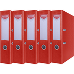 SEGREGATOR A4/75mm OFFICE PRODUCTS Z DŹWIGNIĄ PP CZERWONY 5 SZTUK