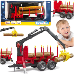 PRZYCZEPA LEŚNA Z DŹWIGIEM I DREWNEM SAMOWYŁADOWCZA 4 KŁODY CHWYTAK BRUDER