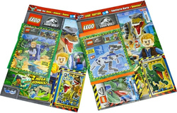 LEGO JURASSIC WORLD DINOZAURY GAZETKI 2 MAGAZYNY + 2 FIGURKI + 2 KARTY